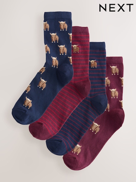 Berry Hamish the Highland Cow - Ankle Socks 4 Pack (F79639) | R$ 105