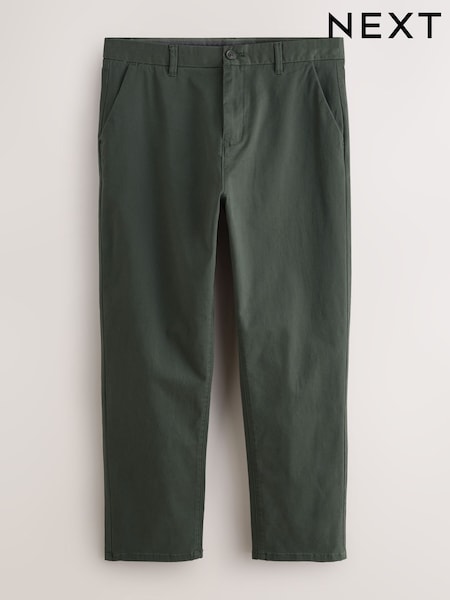 Dark Green Straight Fit Stretch Chinos Trousers (F79679) | 119 QAR
