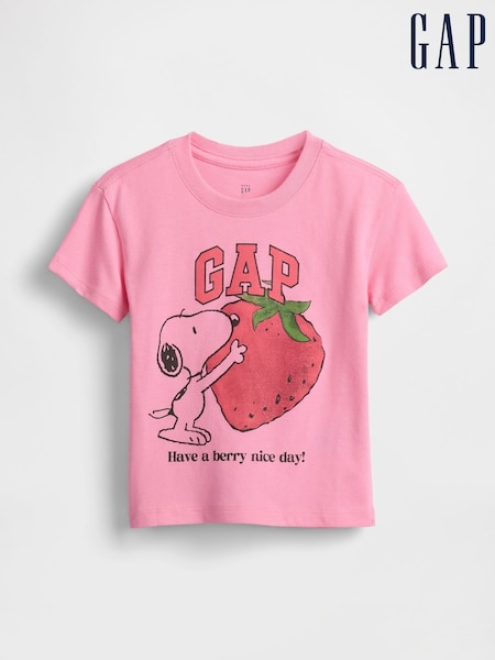 Gap Pink Strawberry Snoopy Short Sleeve T-Shirt (6mths-5yrs) (F79692) | €26