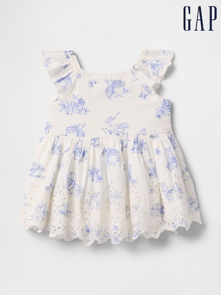 Gap White Floral Peter Rabbit Eyelet Dress (Newborn-24mths) (F79695) | €43