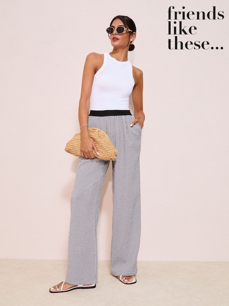 Friends Like These Black Gingham Elasticated Waist Trousers (F79719) | €45