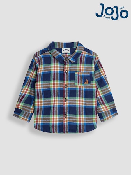JoJo Maman Bébé Navy Blue Brushed Shirt (F79738) | AED128 - AED146