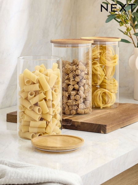 Set of 3 Clear Large Glass Storage Jars (F79808) | €41