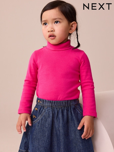 Bright Pink Long Sleeve Roll Neck Top (3mths-7yrs) (F79819) | 25 QAR - 35 QAR