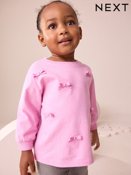 Pink Long Sleeve Bow Appliqué Top (3mths-7yrs) (F79829) | R$ 60 - R$ 80