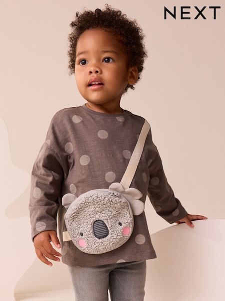 Charcoal Grey Koala Long Sleeve Bag T-Shirt (9mths-7yrs) (F79831) | 49 QAR - 69 QAR
