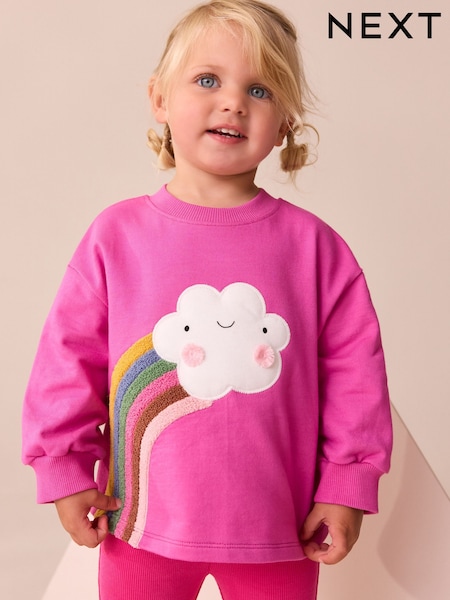 Pink Rainbow Cloud Character Long Sleeve T-Shirt (3mths-7yrs) (F79835) | €11 - €14