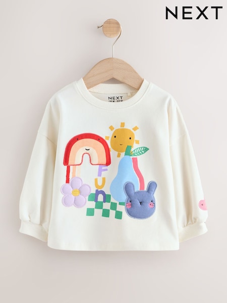 Ecru Padded Rainbow Character Long Sleeve T-Shirt (3mths-7yrs) (F79836) | R$ 80 - R$ 100