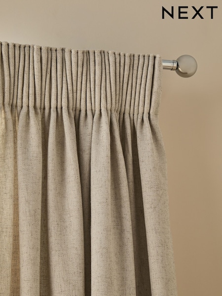Natural Soft Weave Linen Blend Pencil Pleat Lined Curtains (F79898) | €61 - €144