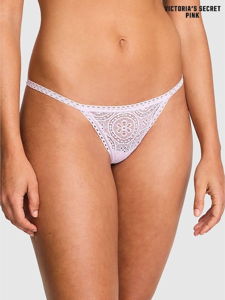 Victoria's Secret PINK Purple Whisper G String Eyelet Lace Knickers (F79984) | €10.50