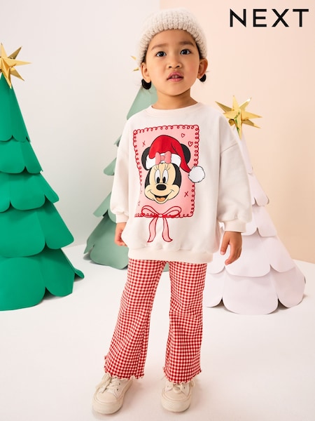 Ecru/Red Minnie Mouse Christmas Long Sleeve Top and Flare Set (3mths-7yrs) (F79997) | 89 QAR - 109 QAR