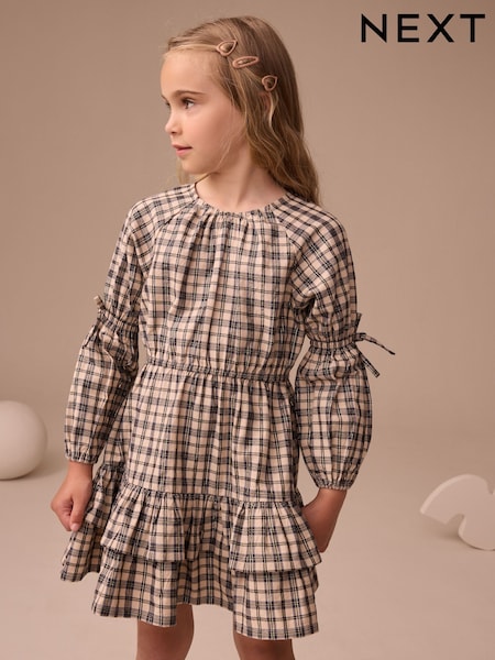 Neutral Check Dress (3-16yrs) (F80058) | AED76 - AED102