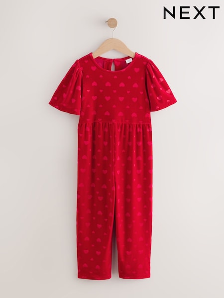Red Heart Embossed Velour Jumpsuit (3-16yrs) (F80072) | €18.50 - €25