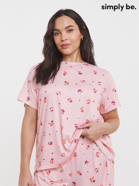 Simply Be Pink Graphic T-Shirt Pyjamas Shorts Set (F80127) | €34
