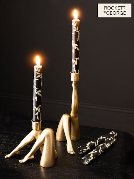 Rockett St George Set of 4 Black Floral Dinner Candles (F80666) | €16