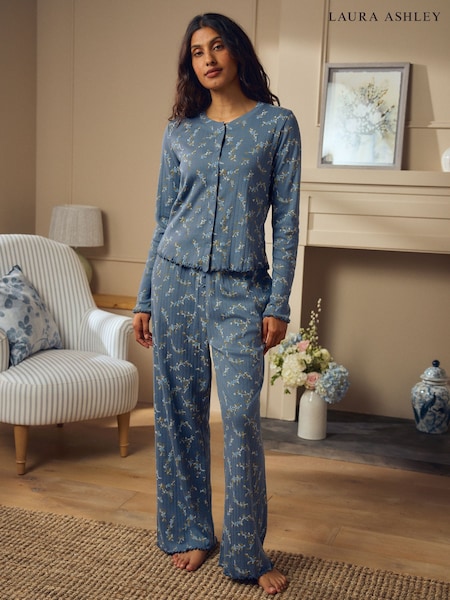 Laura Ashley Blue Pointelle Ditsy Pyjamas (F80702) | AED262