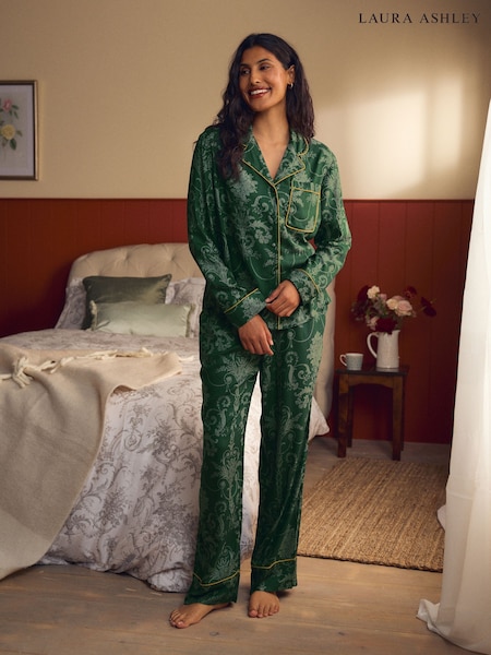 Laura Ashley Emerald Green Josette Button Through Pyjamas (F80711) | €84