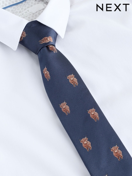 Navy Hamish The Highland Cow Tie (3-16yrs) (F80965) | 45 QAR
