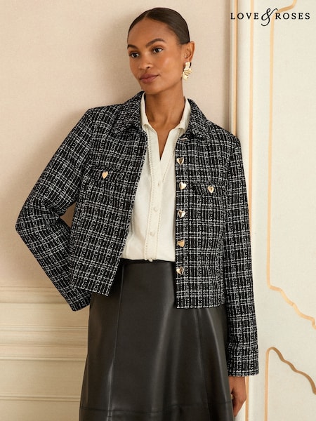 Love & Roses Black/White Mono Tweed Jacket (F81094) | €80