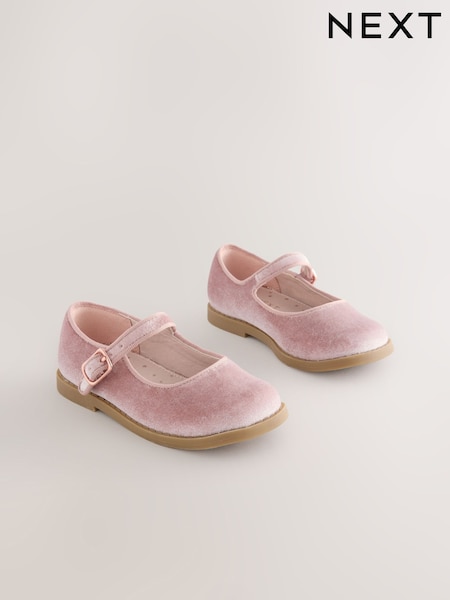Pink Velour Mary Jane Shoes (F81175) | €25 - €27