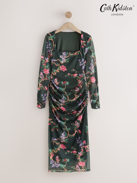 Cath Kidston Green Bird Print Mesh Dress (F81177) | €95