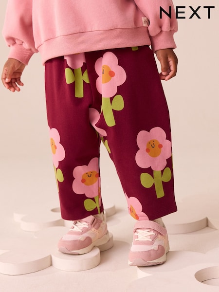 Burgundy Red Flower Textured Barrel Leg Trousers (3mths-7yrs) (F81298) | 40 QAR - 49 QAR