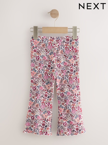 Ecru White Ditsy Floral Rib Flare Leggings (3mths-7yrs) (F81301) | R$ 50 - R$ 70