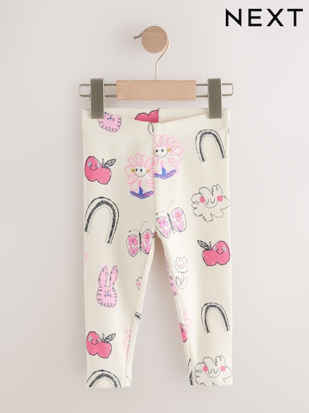 Ecru White Doodle Rib Leggings (3mths-7yrs) (F81303) | 20 QAR - 30 QAR