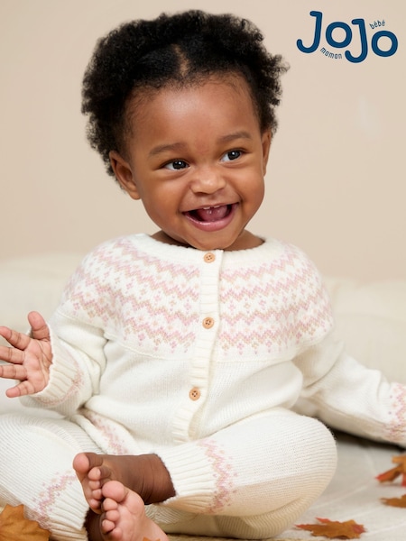 JoJo Maman Bébé Cream Fair Isle Knit 3- Piece Set (F81473) | AED186 - AED198