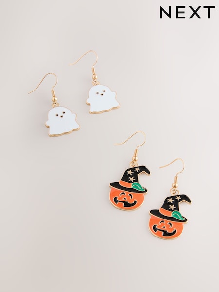 Gold Tone Halloween Pumpkin Ghost Drop Earrings 2 Pack (F81620) | €9
