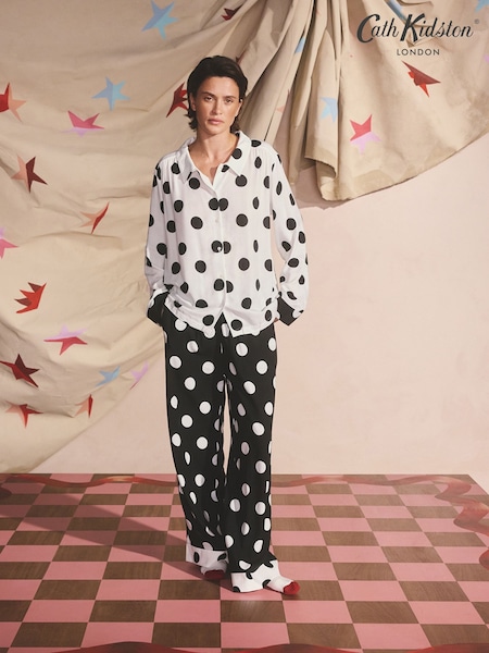 Cath Kidston Monochrome Spot Woven Button Through Pyjamas (F81660) | €82