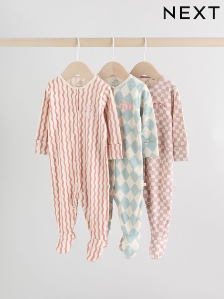 Multi Coloured Checkerboard Baby Sleepsuits 3 Pack (0mths-2yrs) (F81666) | R$ 185 - R$ 205