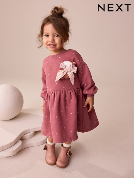 Burgundy Fox Embellished Sweat Dress (3mths-7yrs) (F81698) | €15 - €17.50