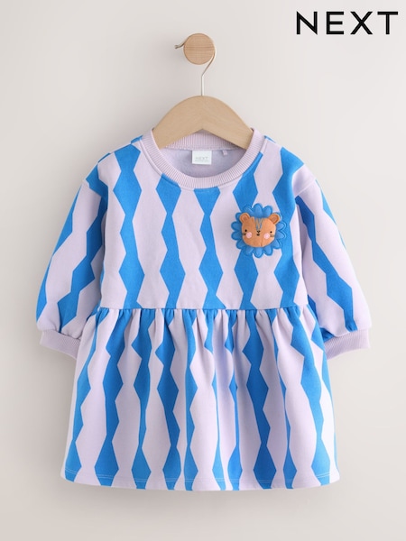 Blue/Lilac Fox Sweat Dress (3mths-7yrs) (F81700) | R$ 110 - R$ 125