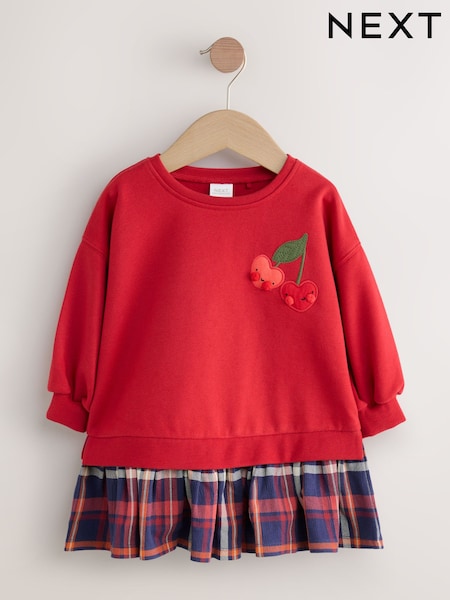 Red Sweat Check Dress (3mths-7yrs) (F81702) | €20 - €22.50