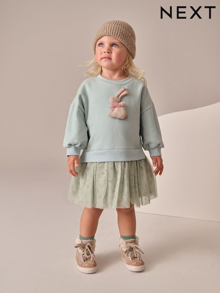 Blue Bunny Sweat Party Dress (3mths-7yrs) (F81703) | €21.50 - €24