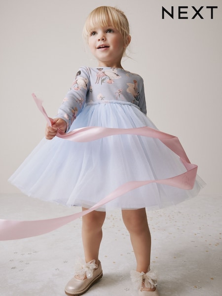 أزرق جنية - Long Sleeve Mesh Party Dress (3mths-7yrs) (F81710) | ‏71 د.إ.‏ - ‏ 81‏ د.إ.
