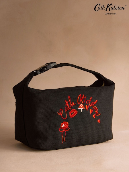 Cath Kidston Black Mushroom Clip Top Travel Bag (F81744) | AED186
