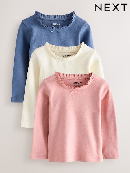 Pink/Blue/Cream Long Sleeve Embroidered Tops (3mths-7yrs) (F81815) | €27 - €33