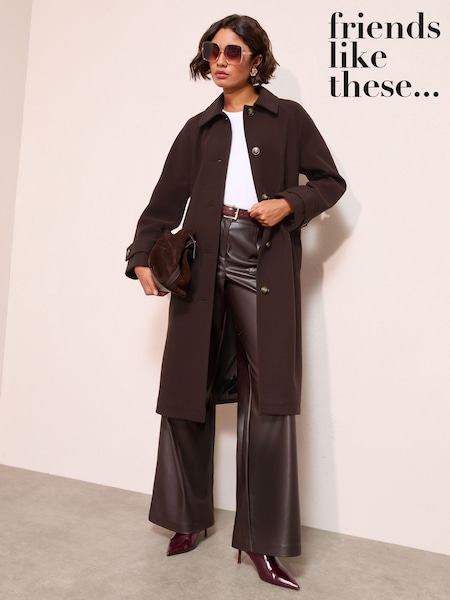 Friends Like These Chocolate Brown Smart Belted Midi Coat (F81907) | €106