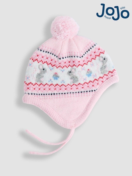 JoJo Maman Bébé Pink Mouse Fair Isle Hat (F81949) | AED96