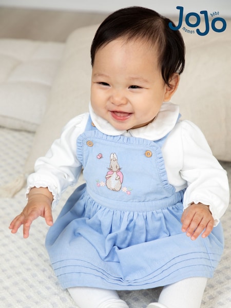 JoJo Maman Bébé Blue Pinafore Dress & Body Set (F81952) | AED198 - AED210