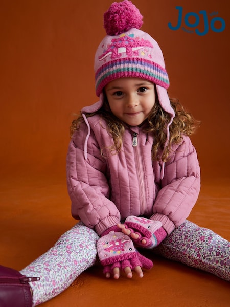 JoJo Maman Bébé Pink Dino Fair Isle Hat (F81954) | AED96