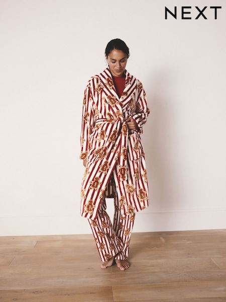 Red Gingerbread Family Matching Christmas Cosy Dressing Gown (F81999) | €29