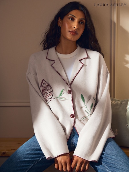 Laura Ashley Ecru Embroidered Laura Ashley Cardigan (F82050) | €69.50