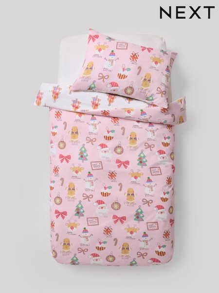 Pink Bright Christmas Duvet Cover and Pillowcase Set (F82205) | €17 - €24