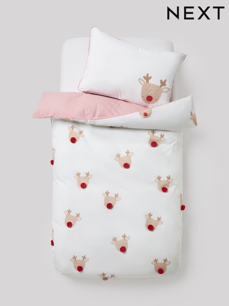 Reindeer Pom Christmas Duvet Cover and Pillowcases Set (F82207) | €26 - €39