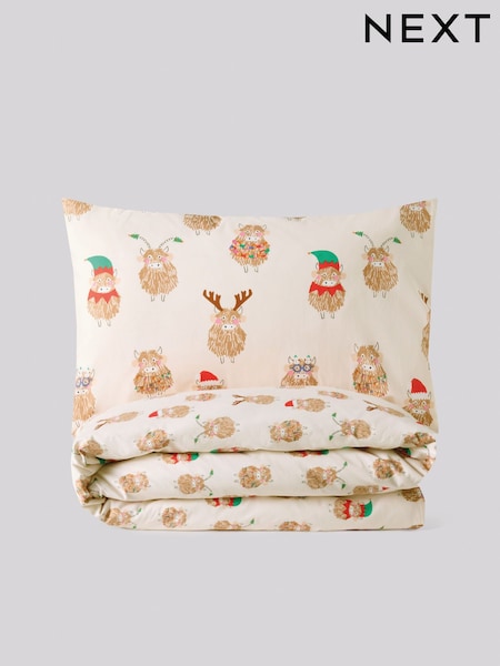 Hamish The Cow Reversible Christmas Duvet Cover and Pillowcase Set (F82210) | 88 QAR - 137 QAR