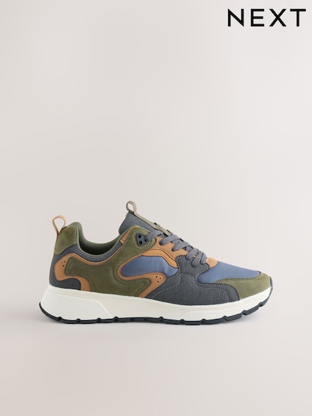 Khaki Green Multipanel Trainers (F82250) | €57