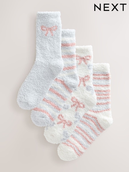 Pink/Grey Bows - Cosy Ankle Socks 4 Pack (F82282) | 21 €